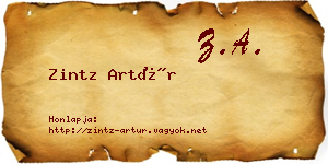 Zintz Artúr névjegykártya